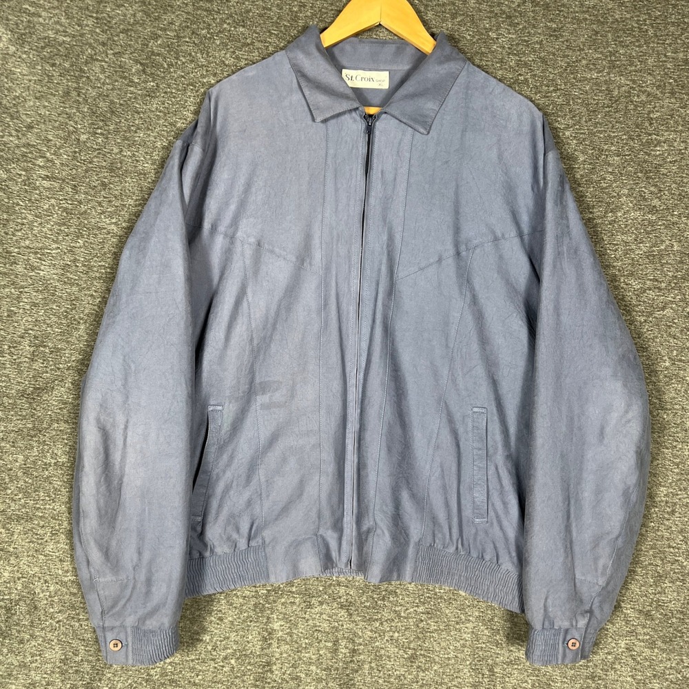 St. Croix Shop Mens XL Purple Microfiber Full Zip‎ Bomber Jacket USA Made